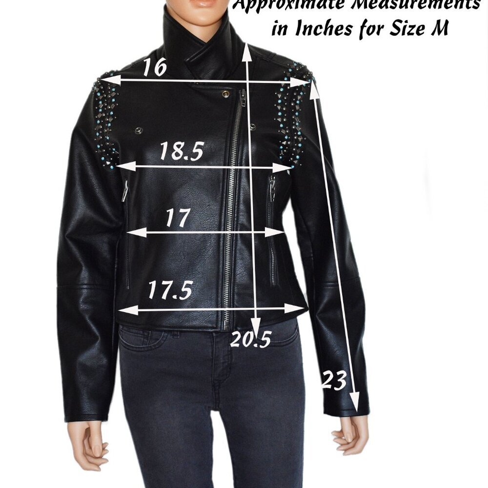 BLANK NYC Women’s Moto Jacket Vegan Leather Heavy Metal Cropped Top Size M - Picture 8 of 8